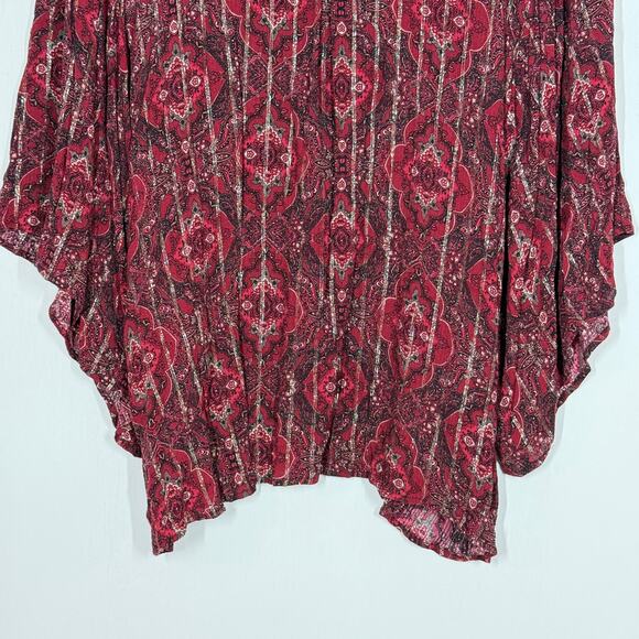 Maurices Peasant Top Womens Plus 2X Red Floral Metallic Tassel Fairy Cottage - Picture 6 of 10